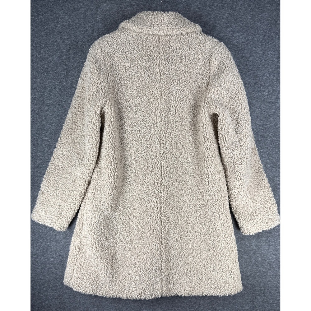 Boden Winter Teddy Coat Size 2 Beige Pockets Retro Faux Shearling Button Front - Picture 6 of 15